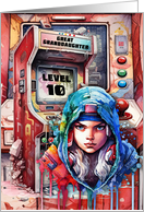 Great Granddaughter 10th Birthday Futuristic Video Game Scene card