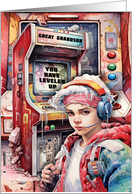 Great Grandson Birthday Futuristic Video Game Scene card