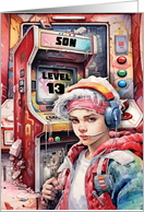 Son 13th Birthday Futuristic Video Game Scene card