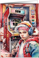 Son 12th Birthday Futuristic Video Game Scene card