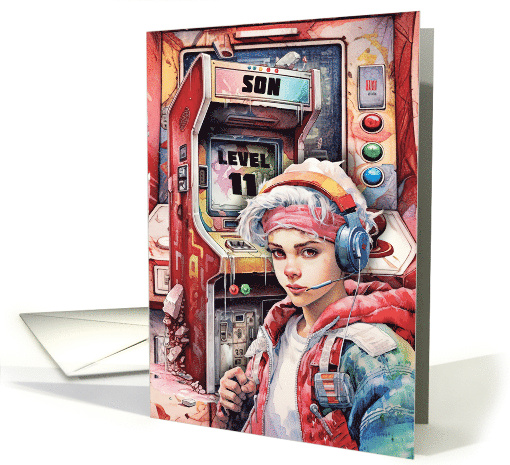 Son 11th Birthday Futuristic Video Game Scene card (1781772)