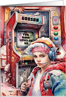 Godson Birthday Young Teen Tween Boy Futuristic Video Game Scene card