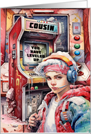 Cousin Birthday Teen Tween Boy Futuristic Video Game Scene card