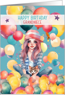 Grandniece Birthday Tween Teen Pretty Girl in Balloons card