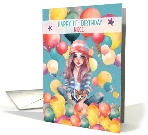 Niece 11th Birthday Tween Pretty Girl in Balloons card (1782304)