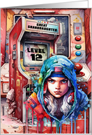 Great Granddaughter 12th Birthday Futuristic Video Game Scene card