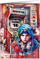 Daughter 10th Birthday Futuristic Video Game Scene card