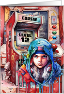 Cousin 12th Birthday Futuristic Video Game Scene card