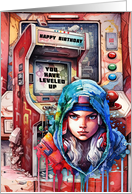 Teen or Tween Girl Birthday Futuristic Video Game Scene card