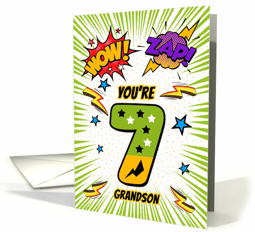 Grandson 7th Birthday Comic Book Style card (1784826)