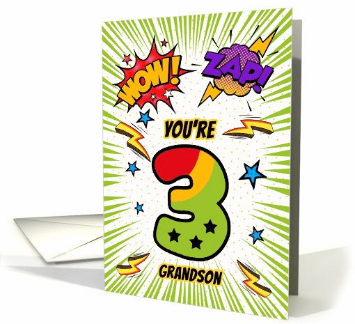 Grandson 3rd Birthday Comic Book Style card (1784834)