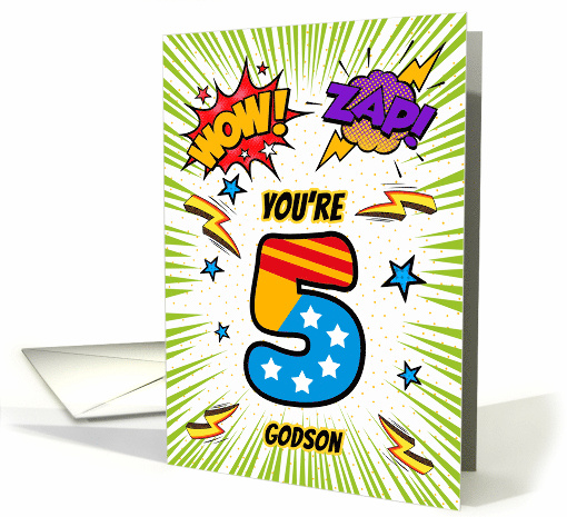 Godson 5th Birthday Comic Book Style card (1784842)