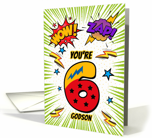 Godson 6th Birthday Comic Book Style card (1784846)