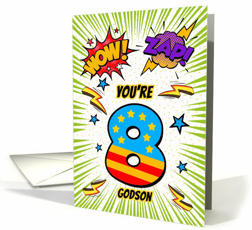 Godson 8th Birthday Comic Book Style card (1784852)