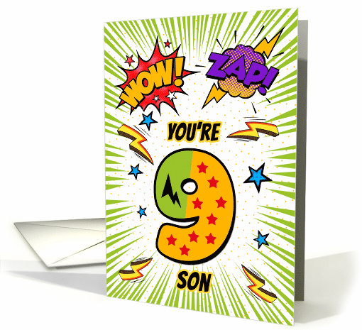 Son 9th Birthday Comic Book Style card (1784862)