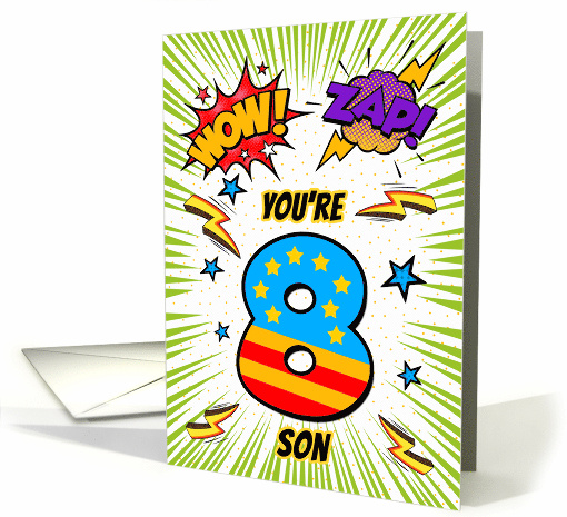 Son 8th Birthday Comic Book Style card (1784866)
