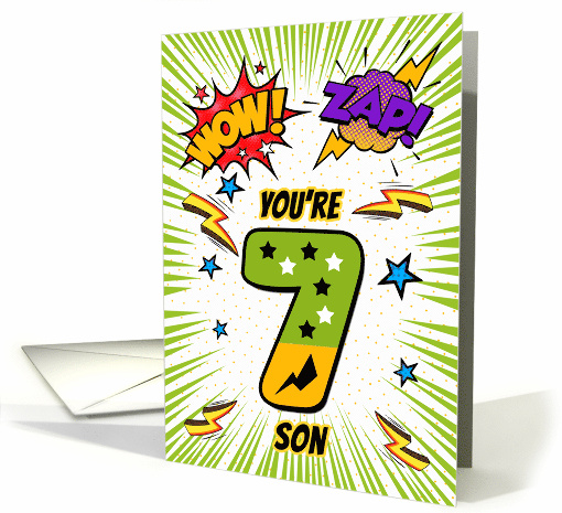 Son 7th Birthday Comic Book Style card (1784868)