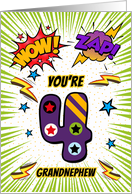 Grandnephew 4th Birthday Comic Book Style card