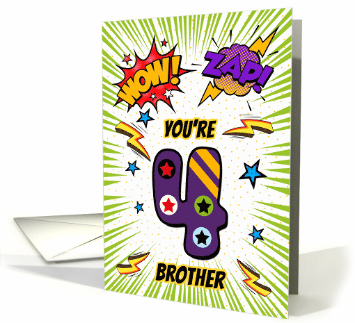 Brother 4th Birthday Comic Book Style card (1784970)