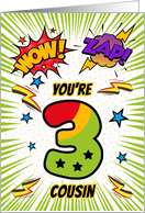Cousin 3rd Birthday Comic Book Style card