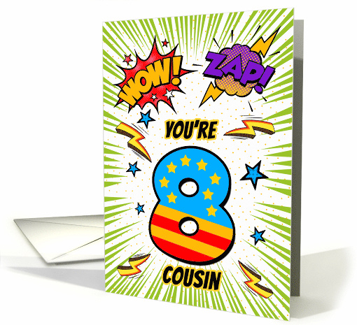 Cousin 8th Birthday Comic Book Style card (1785002)