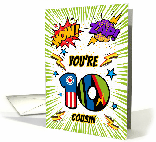 Cousin 10th Birthday Comic Book Style card (1785008)