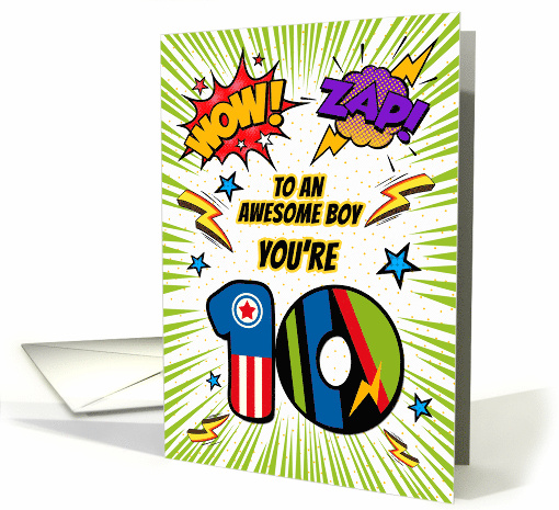 To Awesome Boy 10th Birthday Comic Book Style card (1785010)