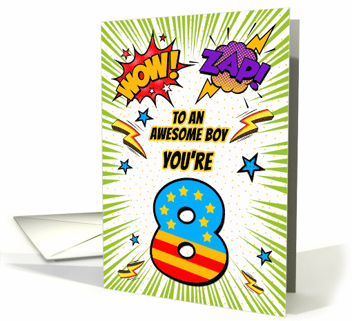 To Awesome Boy 8th Birthday Comic Book Style card (1785020)