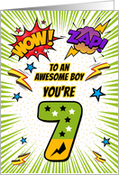 To Awesome Boy 7th Birthday Comic Book Style card