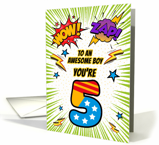To Awesome Boy 5th Birthday Comic Book Style card (1785026)