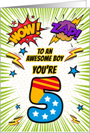 To Awesome Boy 5th Birthday Comic Book Style card