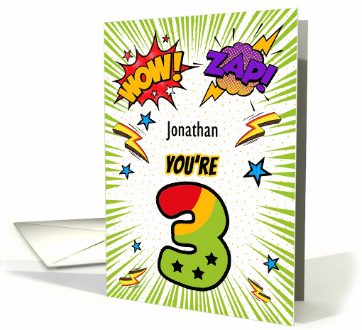 Jonathan Custom Name 3rd Birthday Comic Book Style card (1785644)
