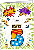 Tanner Custom Name 5th Birthday Comic Book Style card