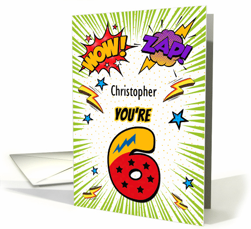 Christopher Custom Name 6th Birthday Comic Book Style card (1785654)