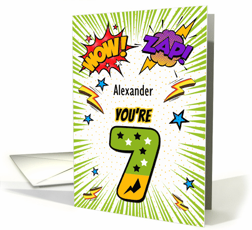 Alexander Custom Name 7th Birthday Comic Book Style card (1785658)