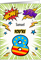 Samuel Custom Name 8th Birthday Comic Book Style card