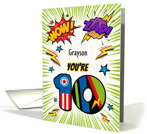 Grayson Custom Name 10th Birthday Comic Book Style card (1785664)