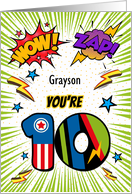 Grayson Custom Name 10th Birthday Comic Book Style card