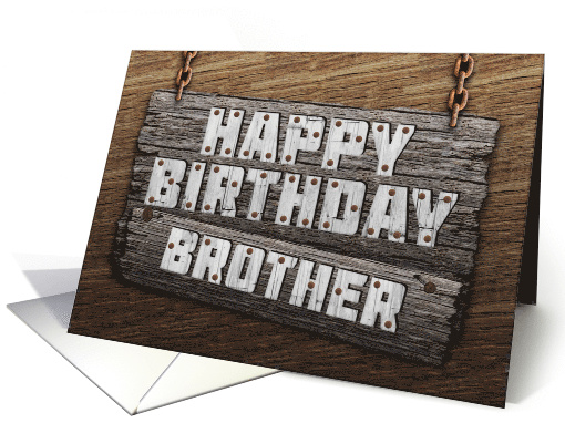 Brother Birthday Rustic Wood Sign Effect card (1786162)