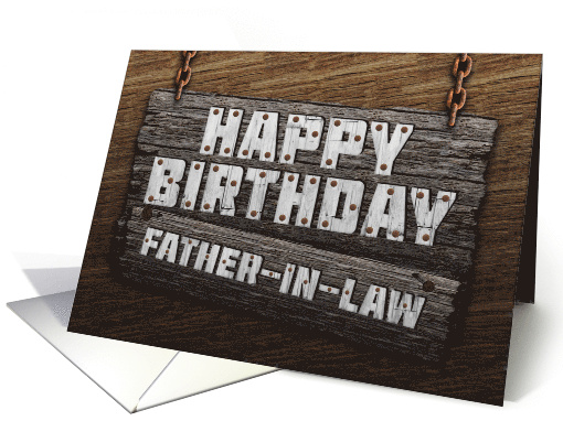 Father in Law Birthday Rustic Wood Sign Effect card (1786166)