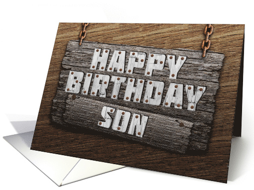 Son Birthday Rustic Wood Sign Effect card (1786170)