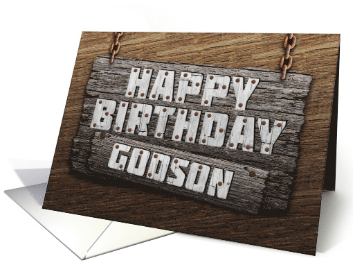 Godson Birthday Rustic Wood Sign Effect card (1786172)