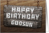 Godson Birthday Rustic Wood Sign Effect card