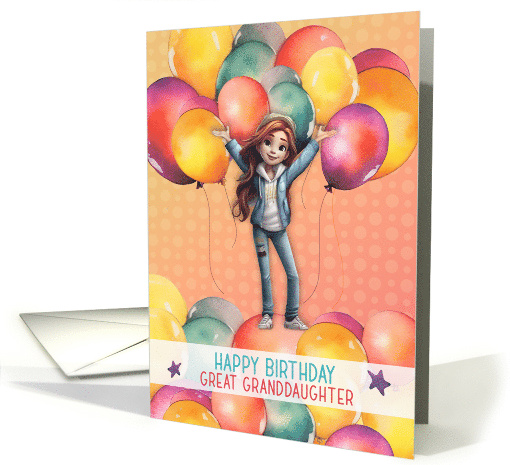 Great Granddaughter Birthday Young Girl in Balloons card (1789114)