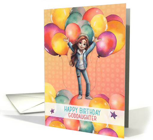 Goddaughter Birthday Young Girl in Balloons card (1789116)