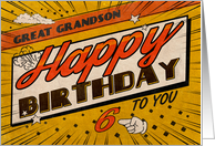 Great Grandson 6th Birthday Comic Book Style card