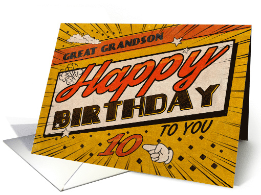 Great Grandson 10th Birthday Comic Book Style card (1790392)