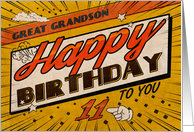 Great Grandson 11th Birthday Comic Book Style card