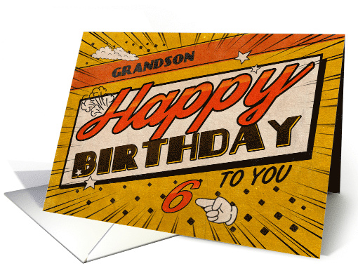 Grandson 6th Birthday Comic Book Style card (1790772)