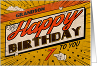 Grandson 7th Birthday Comic Book Style card